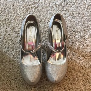 Silver sparkly high heels